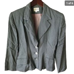 Vintage‎ BARAMI Women's Check Print Collared Long Sleeve Rayon Blazer Size 4